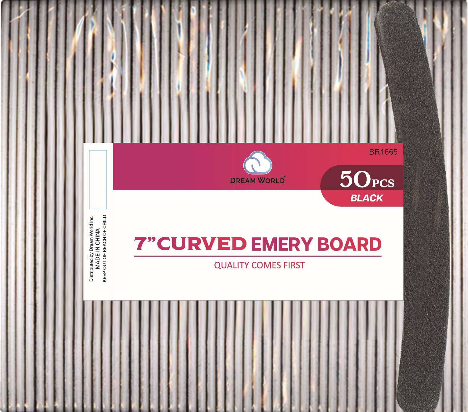 DREAM NAIL EMERY BOARD BK 7 INCH CURV