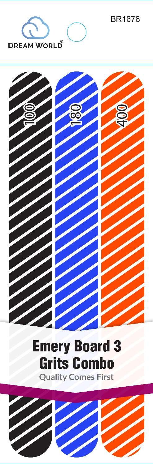 DREAM NAIL EMERY BOARD 3 GRITS COMBO 3 PCS