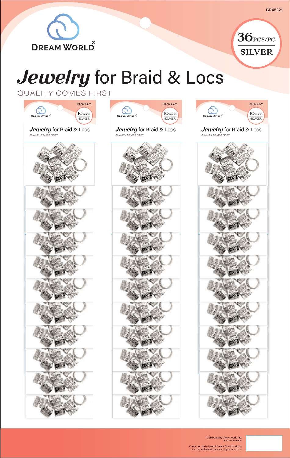 DREAM H/A JEWELRY BRAIDS AND LOCS 36PK SILVER 12M