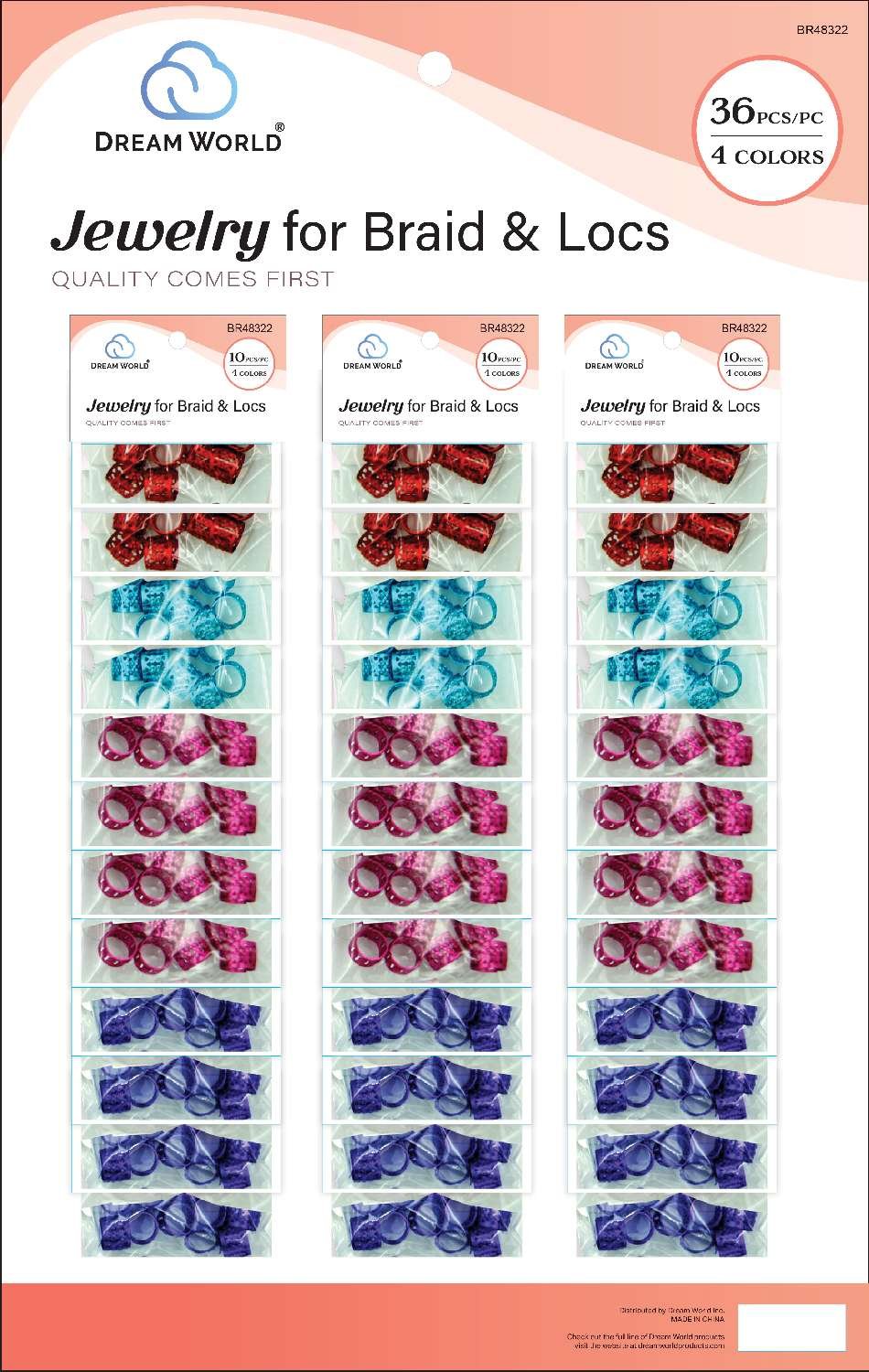 DREAM H/A JEWELRY BRAIDS AND LOCS 36PK ASST 12MM