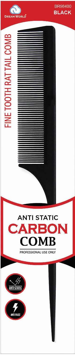 DREAM COMB CARBON RAT TAIL FINE TOOTH BLACK