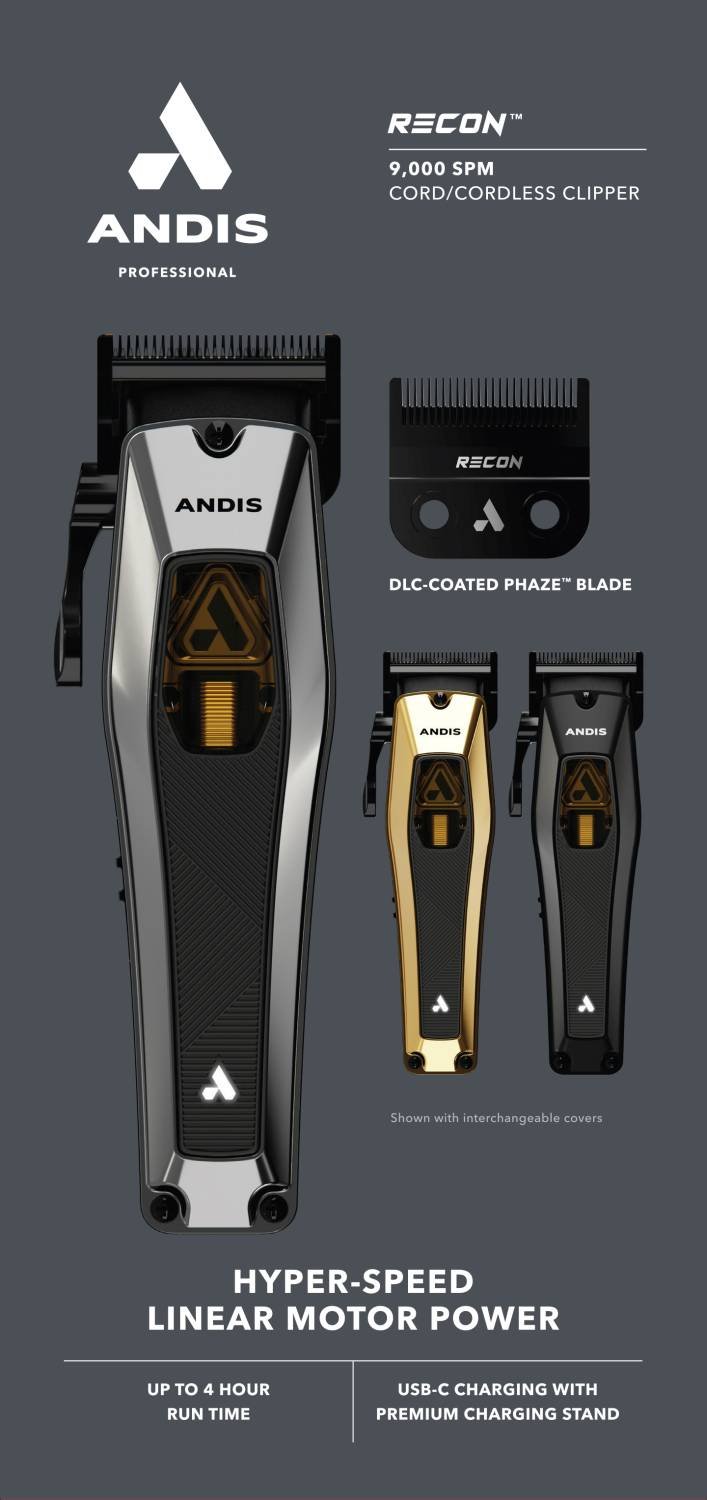 ANDIS CLIPPER RECON LMC LI BLK CHROME