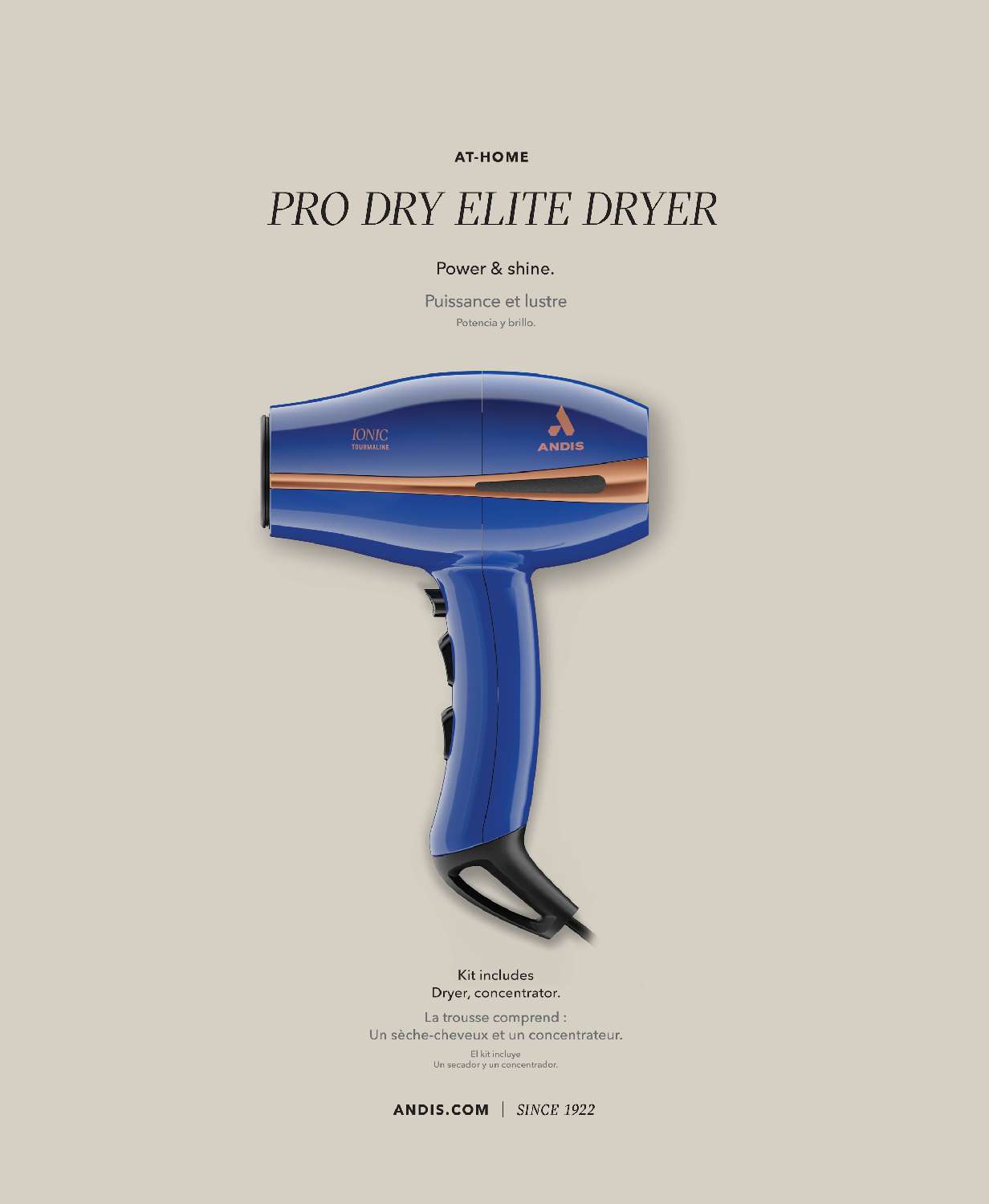 ANDIS AT-HOME DRYER PRO DRY ELITE BLUE