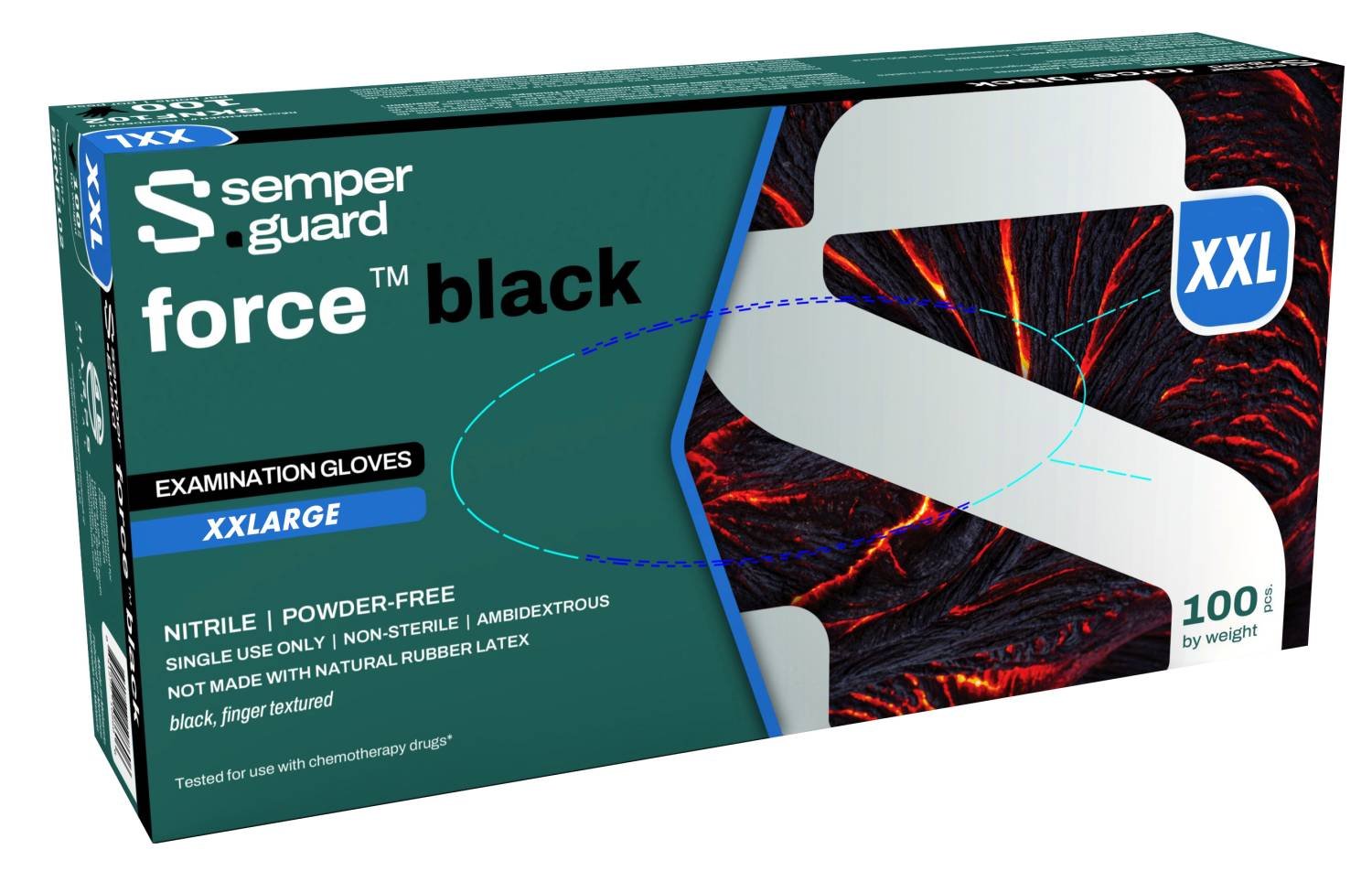 SEMPER NITRILE BLACK GLOVE TXT [XXLARGE]