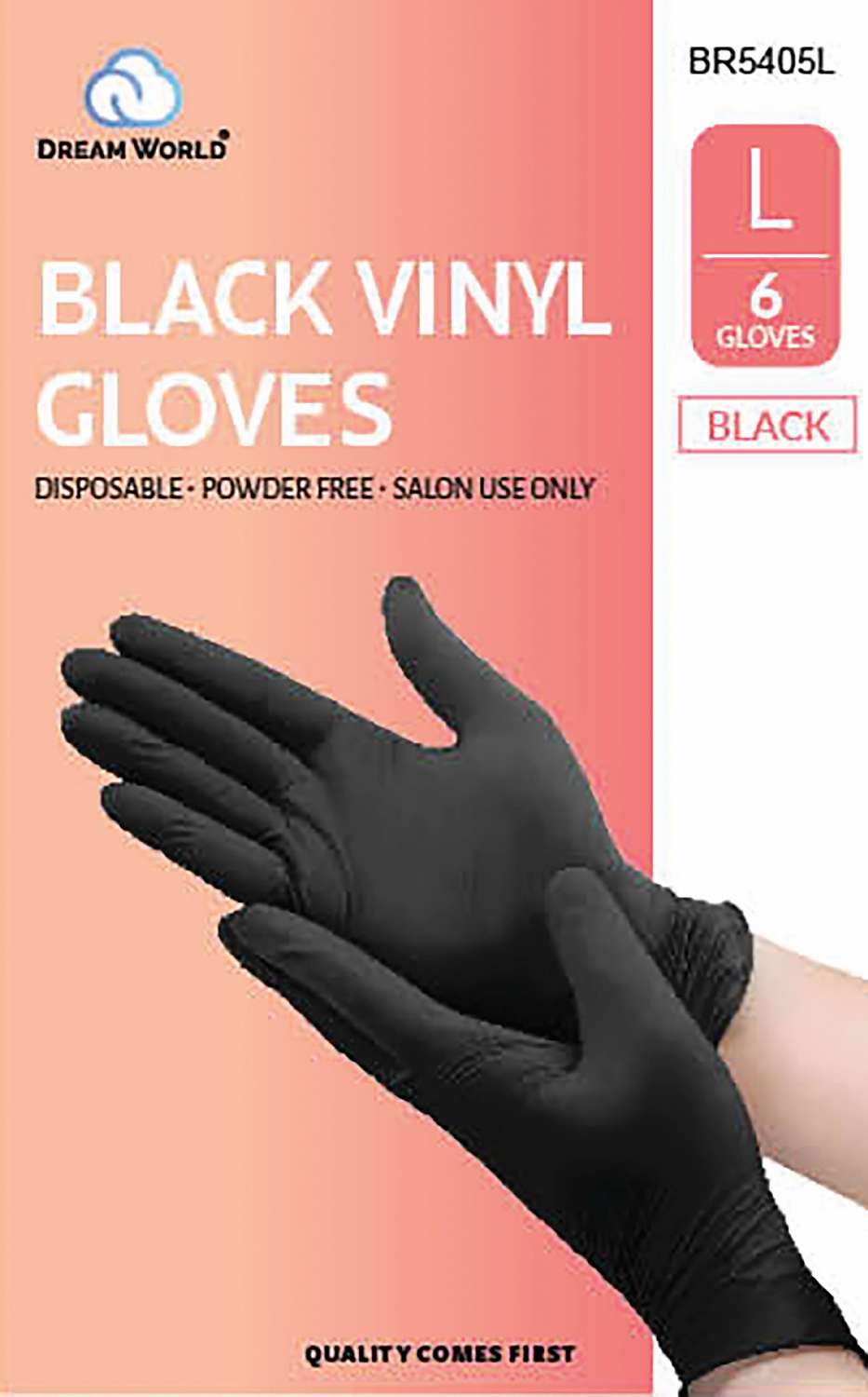 DREAM GLOVES VINYL 6PC/PK BLACK