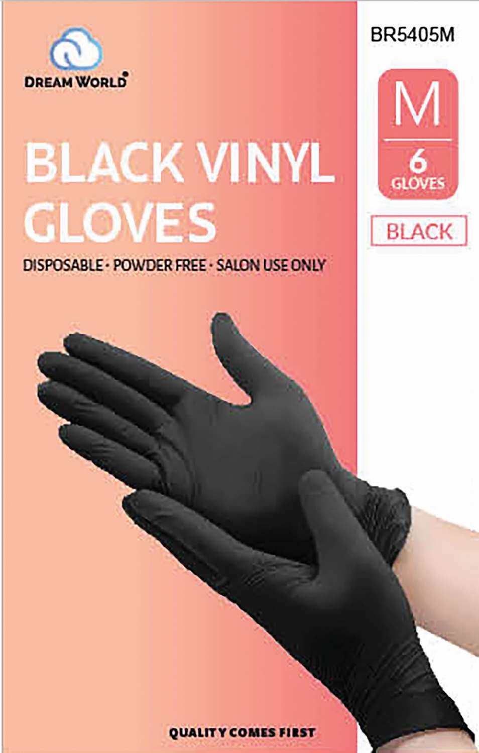 DREAM GLOVES VINYL 6PC/PK BLACK