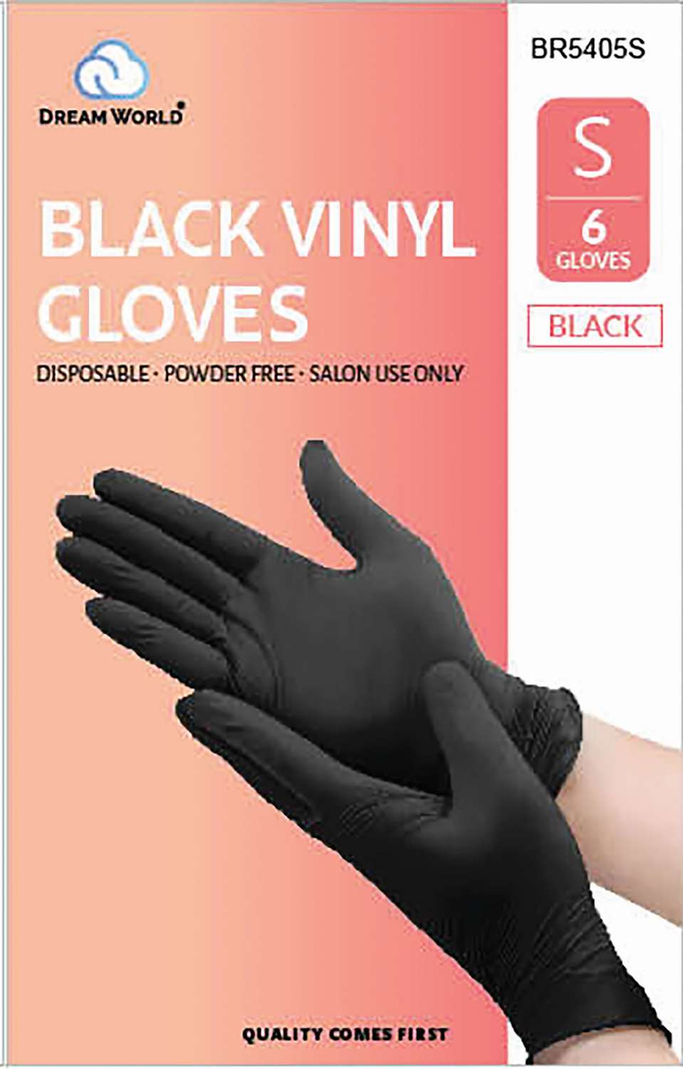 DREAM GLOVES VINYL 6PC/PK BLACK