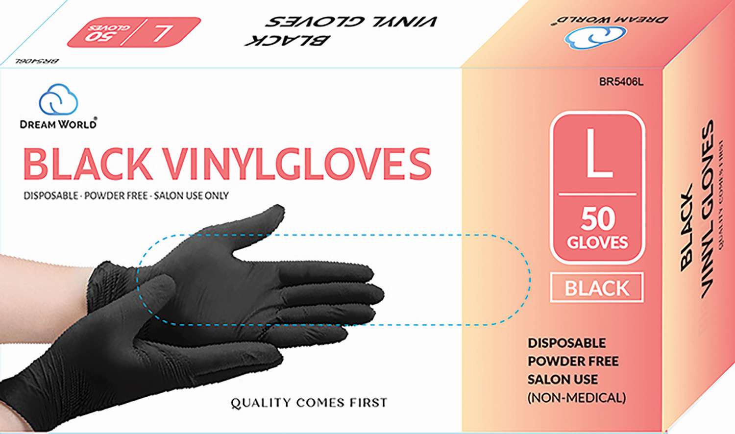 DREAM GLOVES VINYL 50PC/BX BLACK