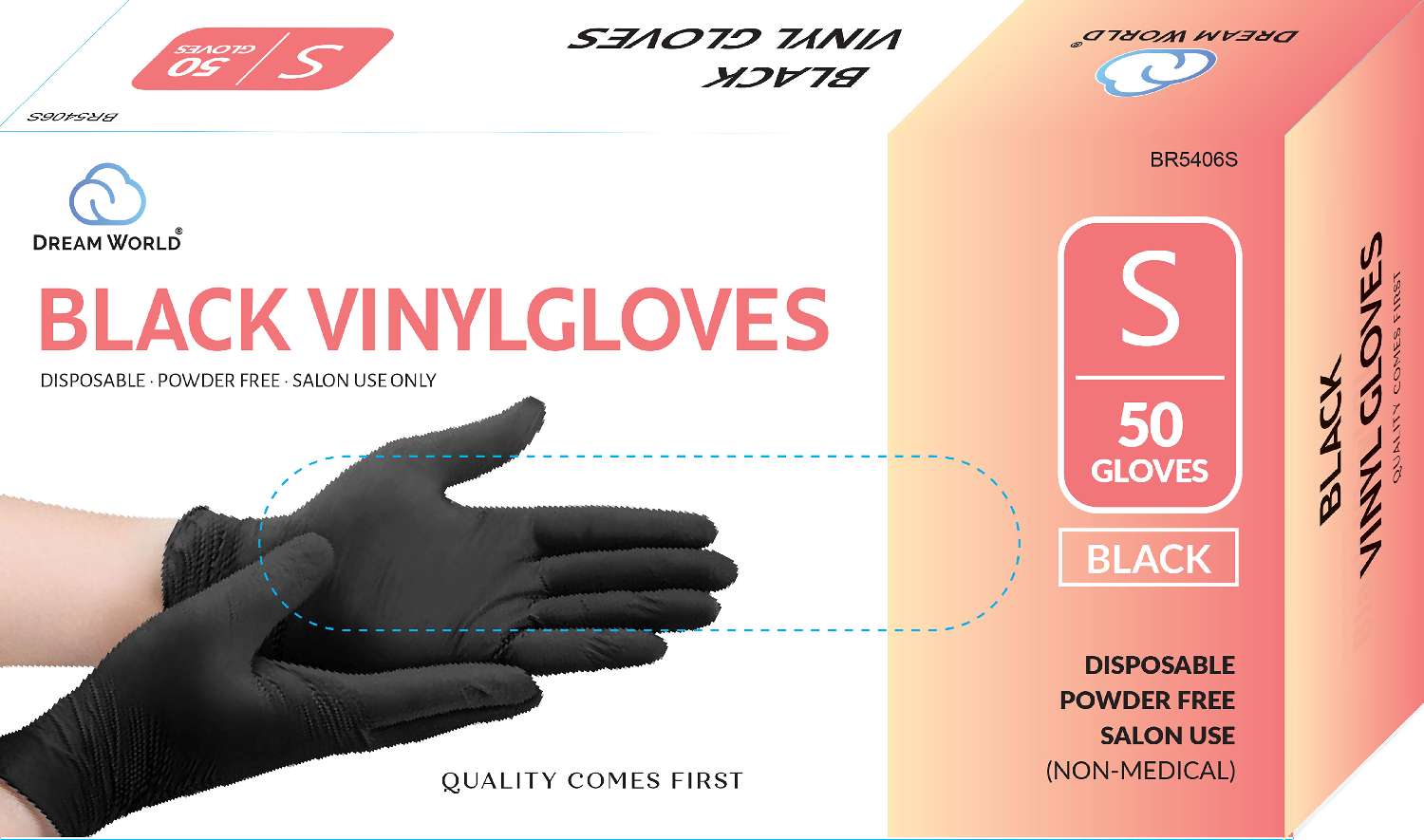 DREAM GLOVES VINYL 50PC/BX BLACK