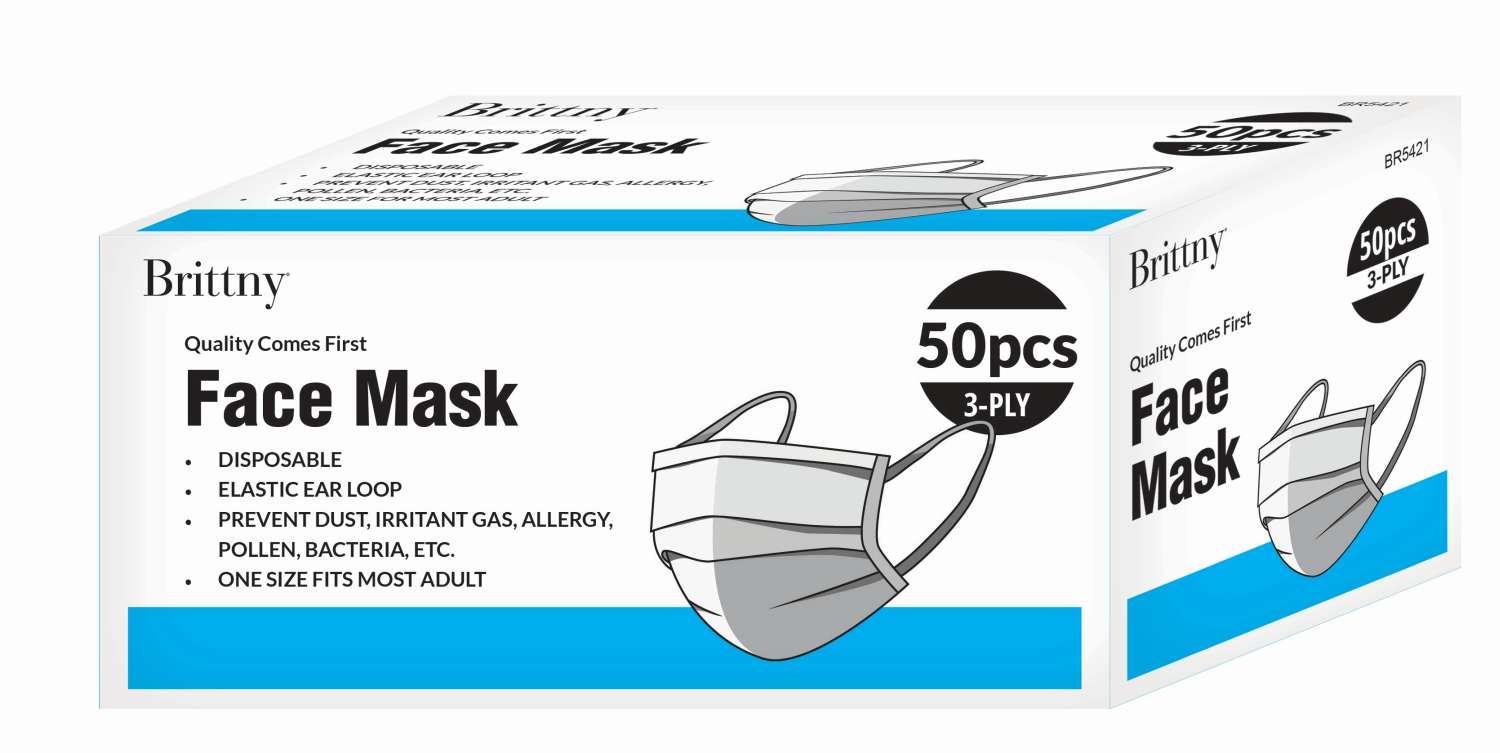 BR MASK FACE DISPOSABLE 50PC/B