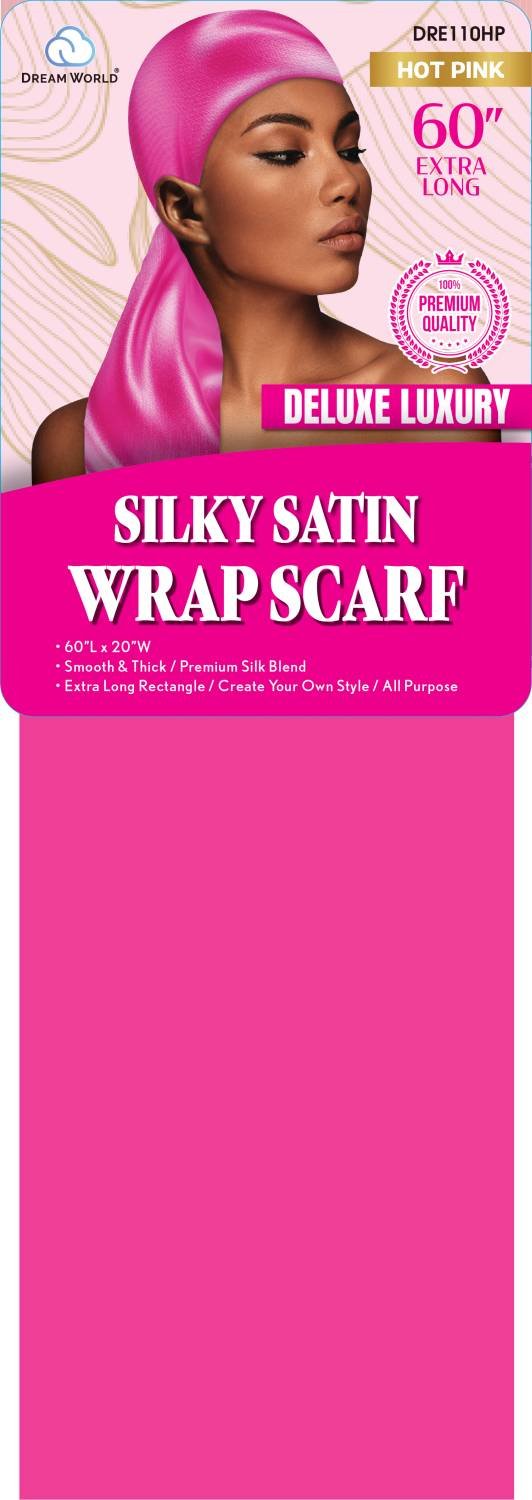 DREAM W-SATIN SILKY SCARF HOT PINK