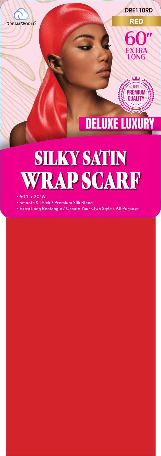 DREAM W-SATIN SILKY SCARF RED