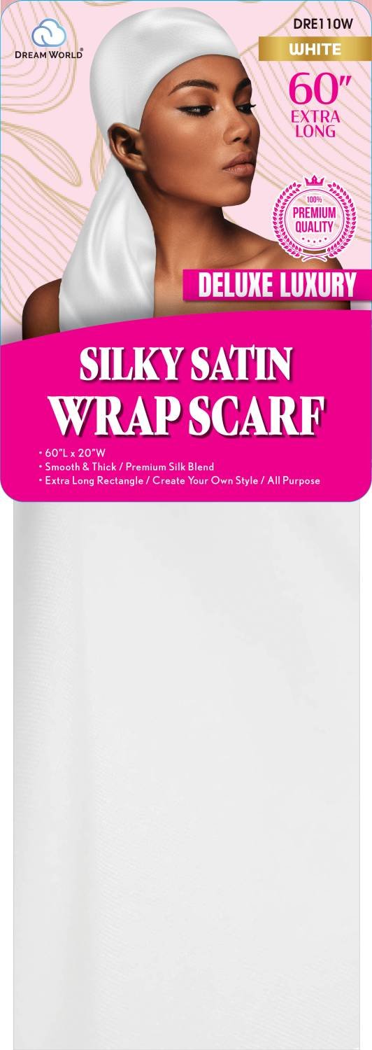 DREAM W-SATIN SILKY SCARF WHITE