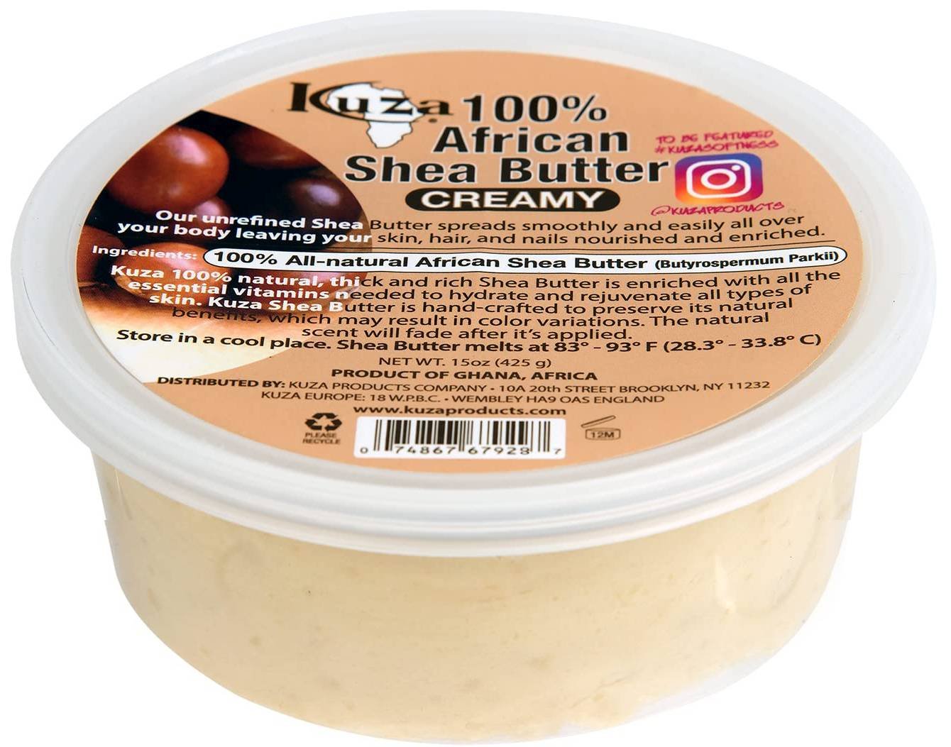 KUZA AFRICAN SHEA BUTTER CREAMY WHITE 8 OZ