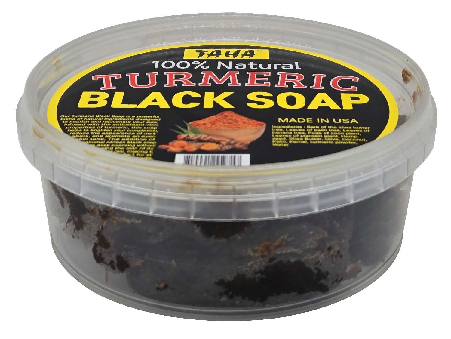 TAHA TURMERIC BLACK SOAP [TUB] 8 OZ