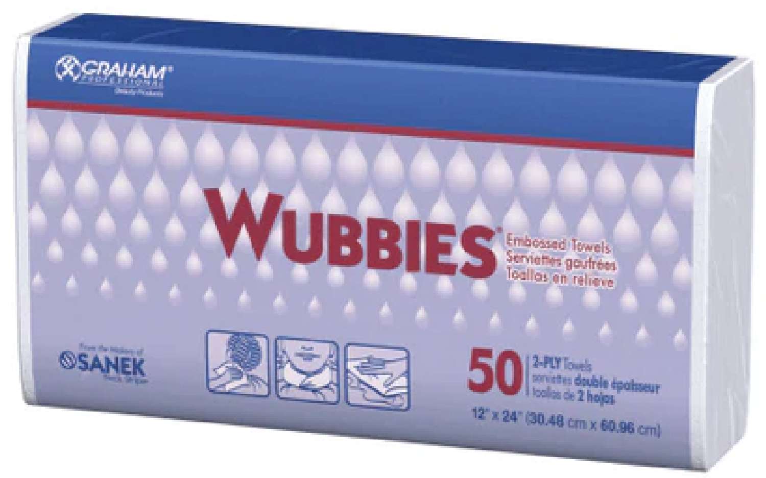 SANEK WUBBIES EMBOSSED TOWELS 2PLY 50/PK