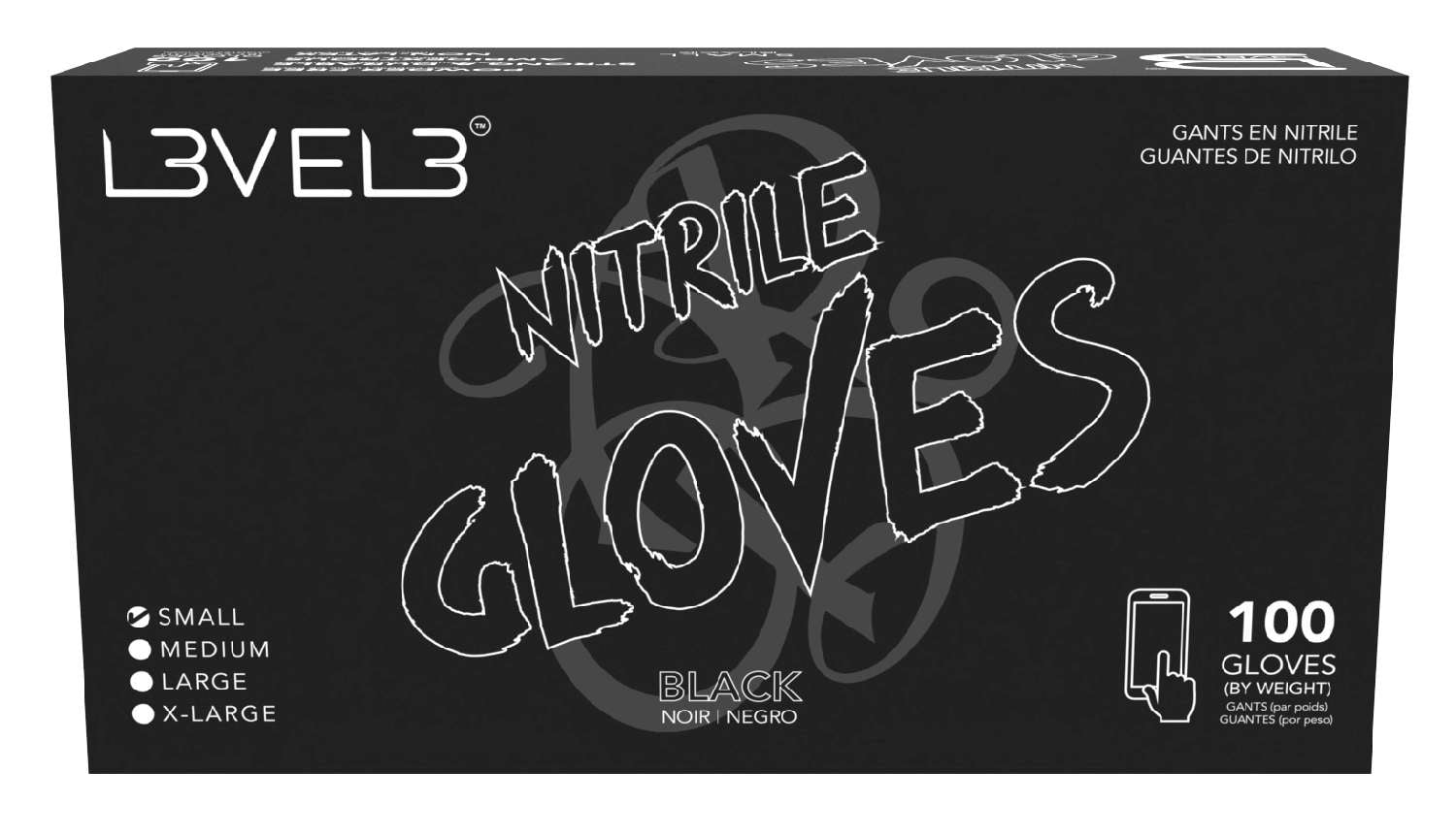 L3VEL3 NITRILE GLOVES BLACK [SMALL]