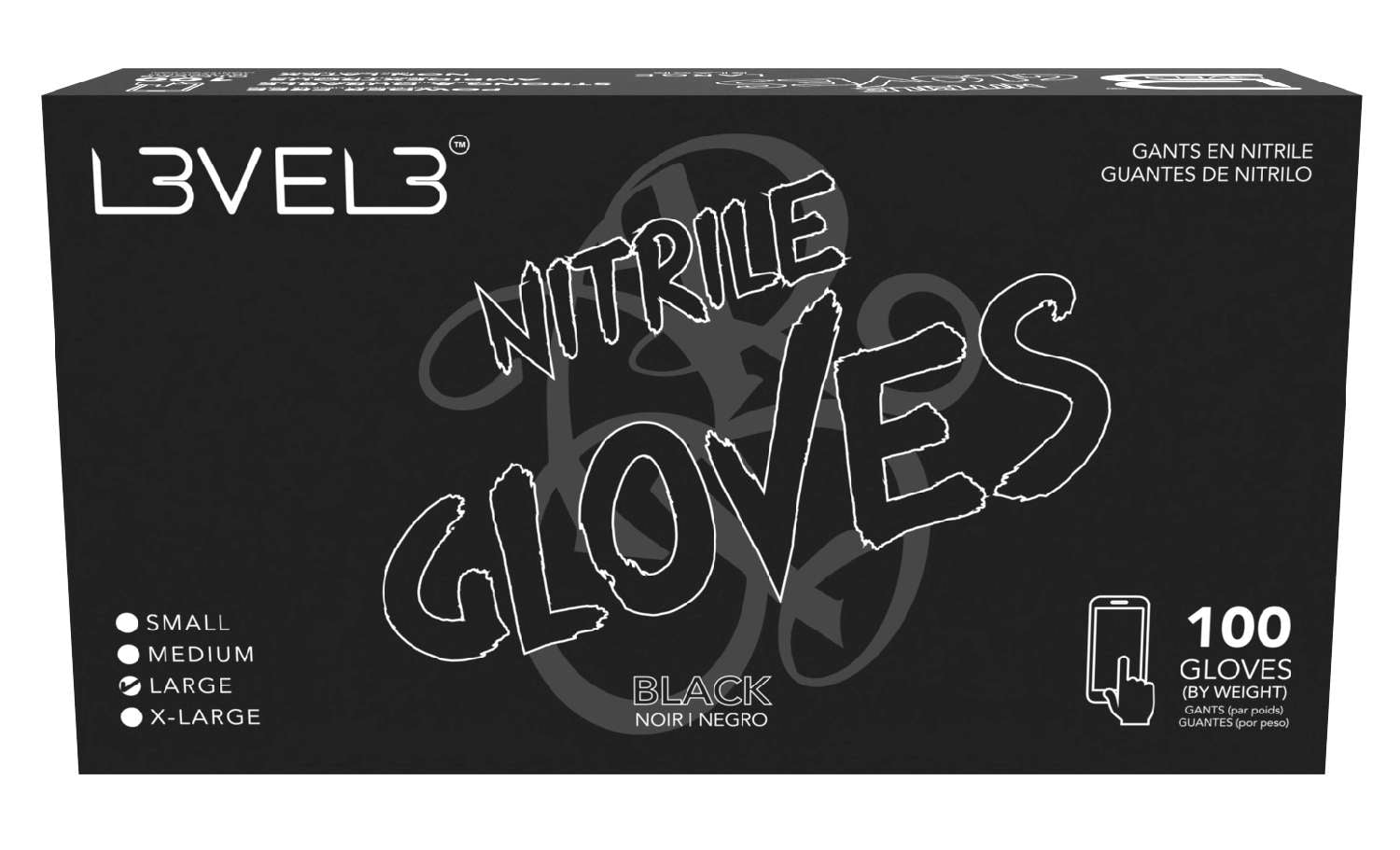 L3VEL3 NITRILE GLOVES BLACK [LARGE]