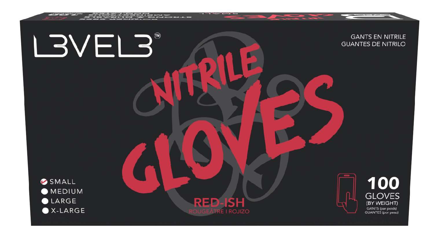 L3VEL3 NITRILE GLOVES RED [SMALL]