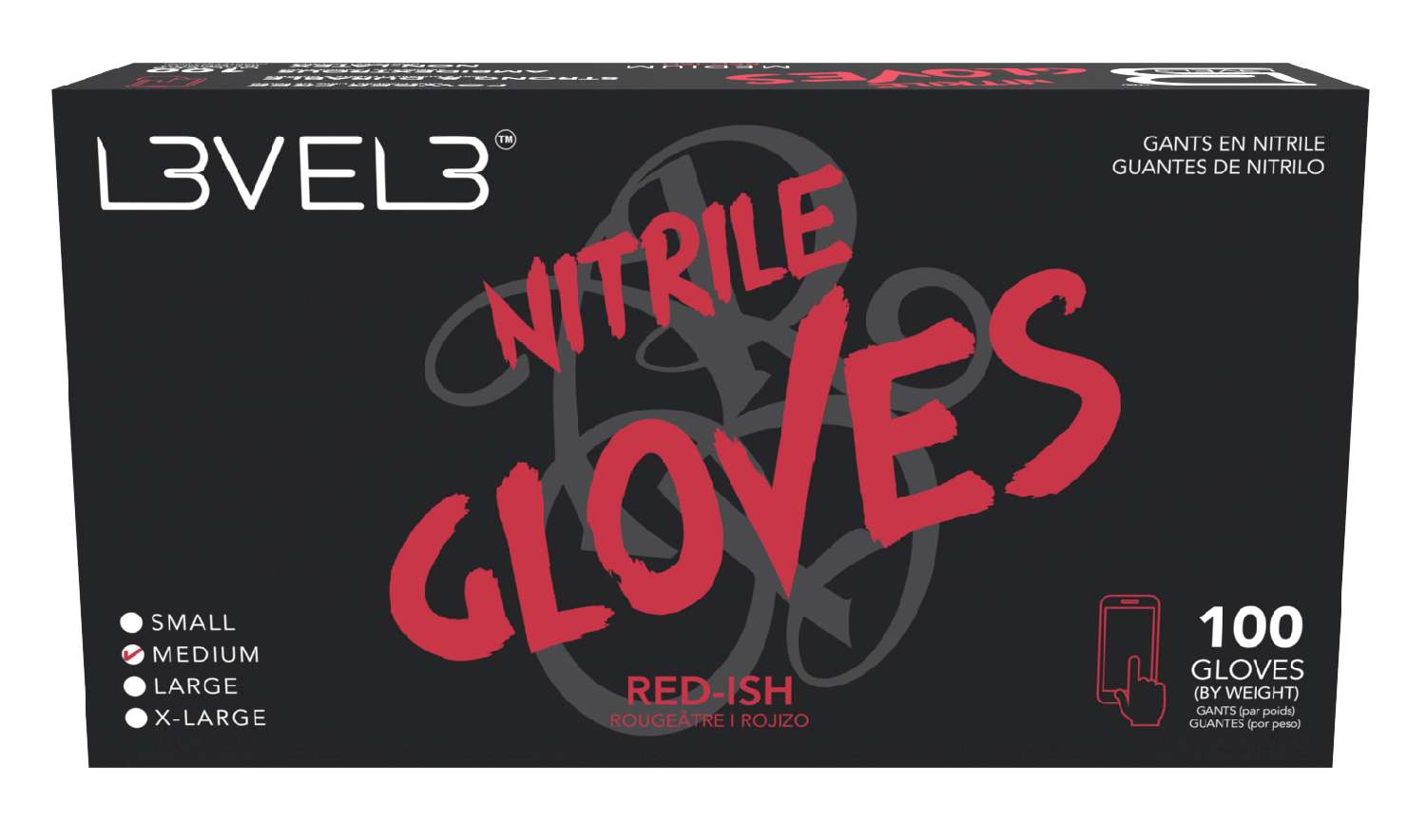 L3VEL3 NITRILE GLOVES RED [MEDIUM]
