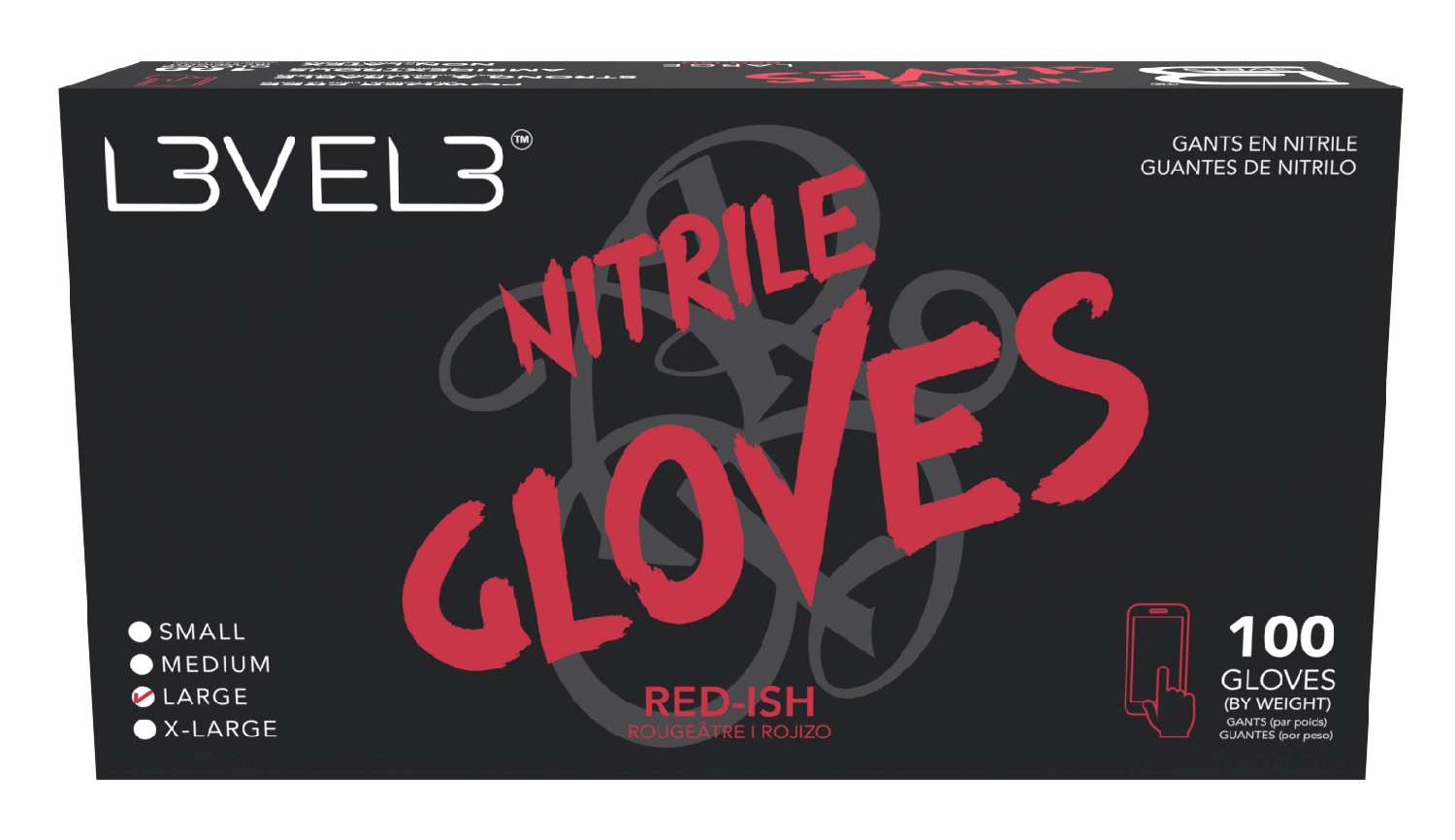 L3VEL3 NITRILE GLOVES RED [LARGE]