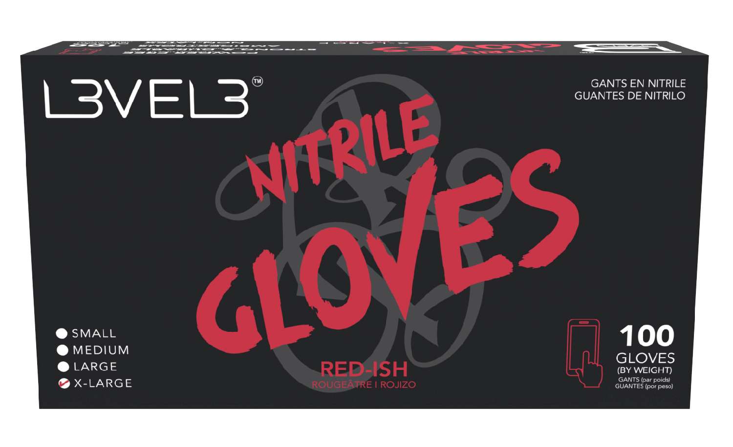 L3VEL3 NITRILE GLOVES RED [X-LARGE]