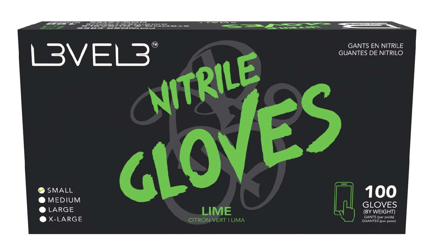 L3VEL3 NITRILE GLOVES LIME [SMALL]