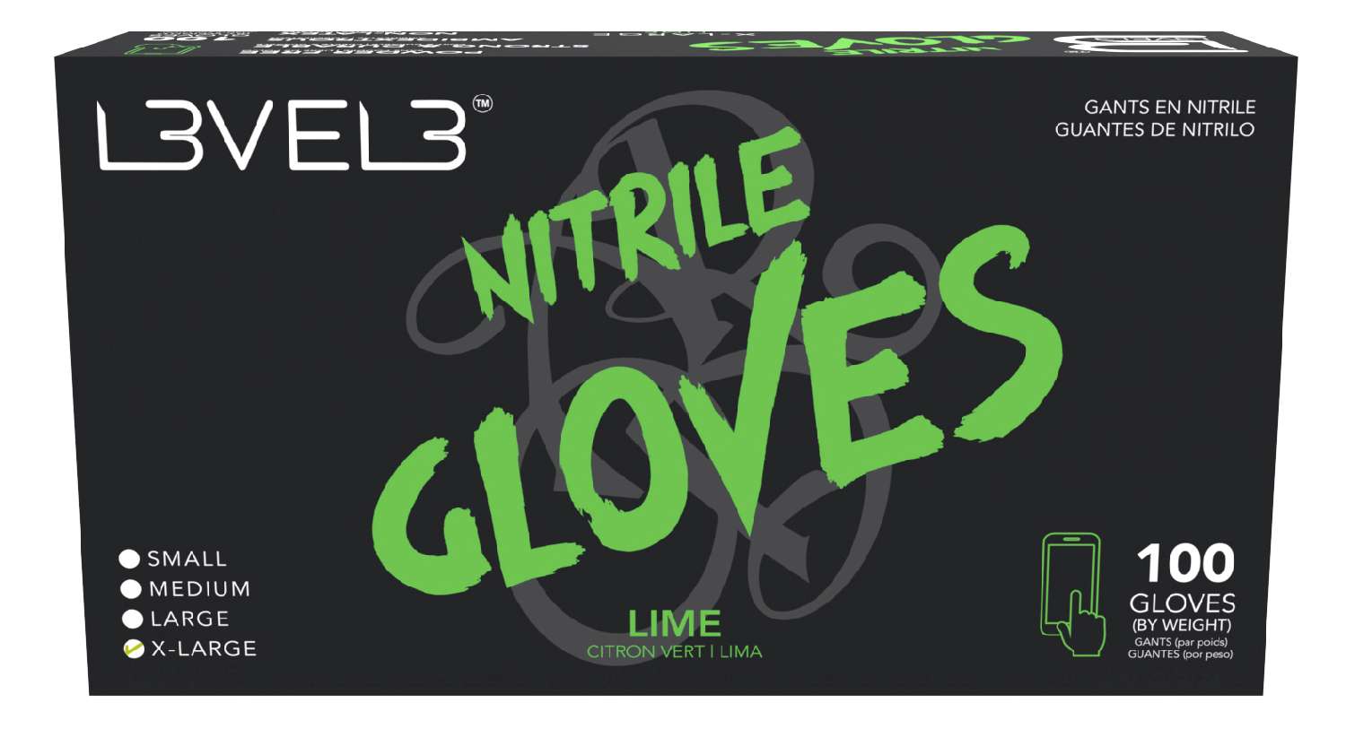 L3VEL3 NITRILE GLOVES LIME [X-LARGE]