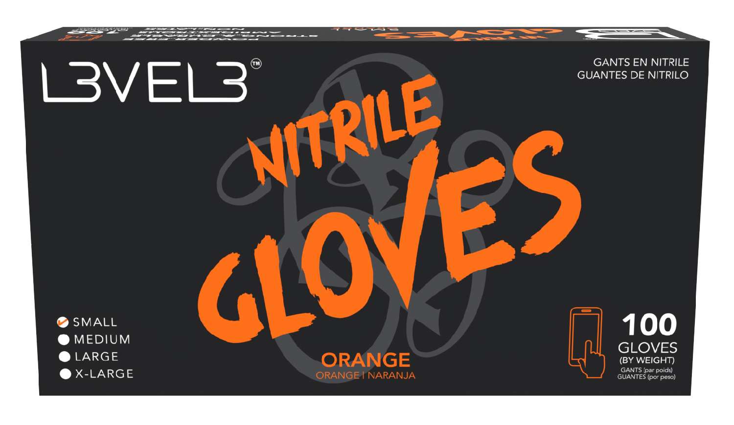 L3VEL3 NITRILE GLOVES ORANGE [SMALL]