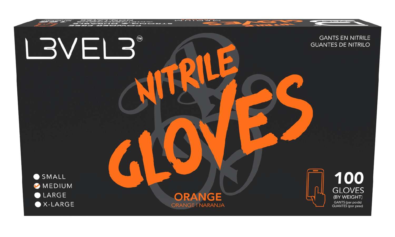 L3VEL3 NITRILE GLOVES ORANGE [MEDIUM]