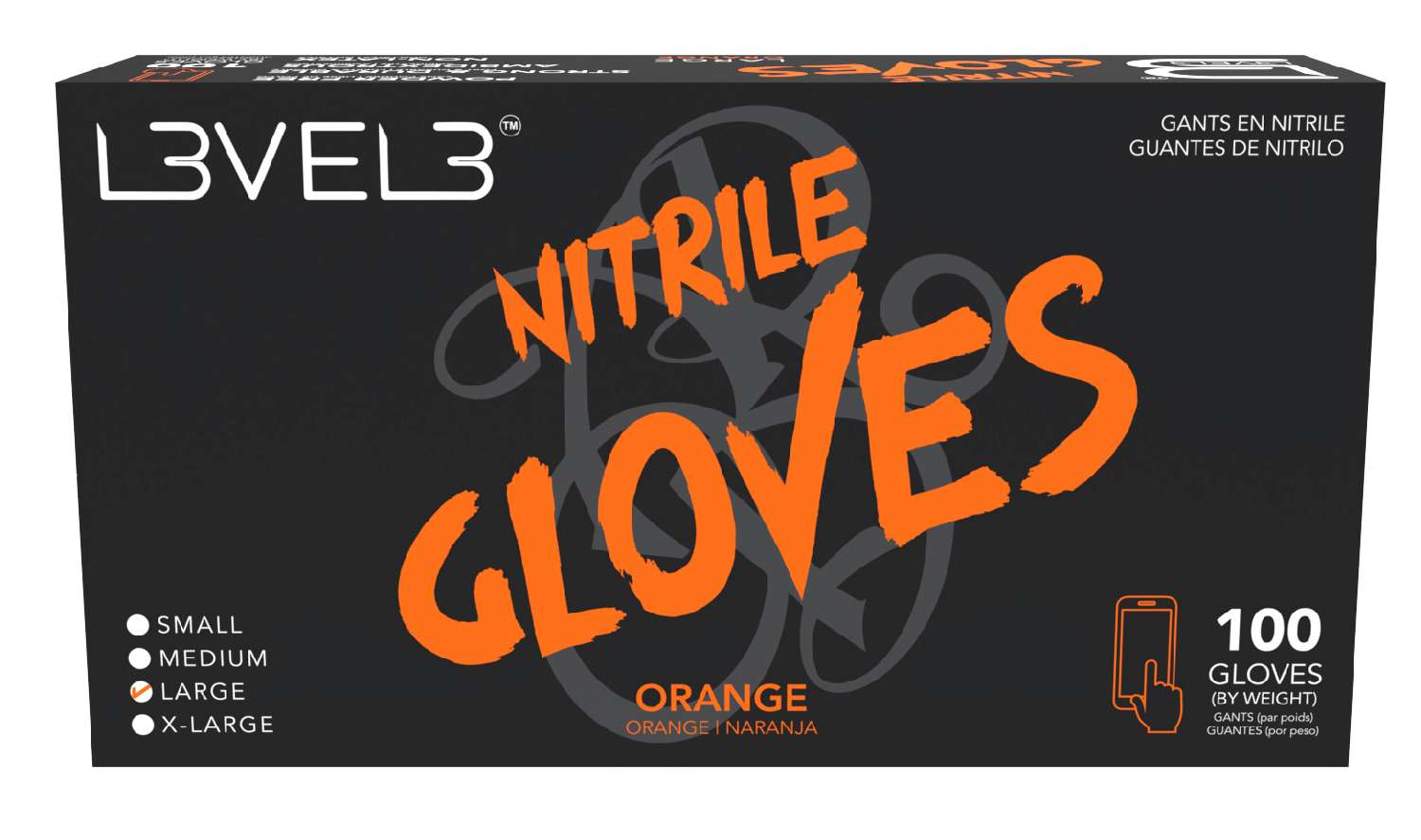 L3VEL3 NITRILE GLOVES ORANGE [LARGE]