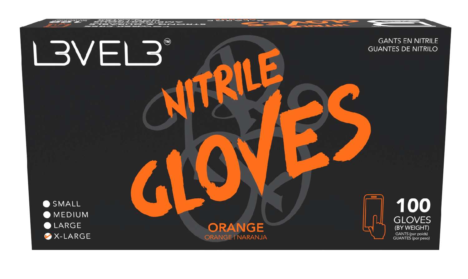 L3VEL3 NITRILE GLOVES ORANGE [X-LARGE]