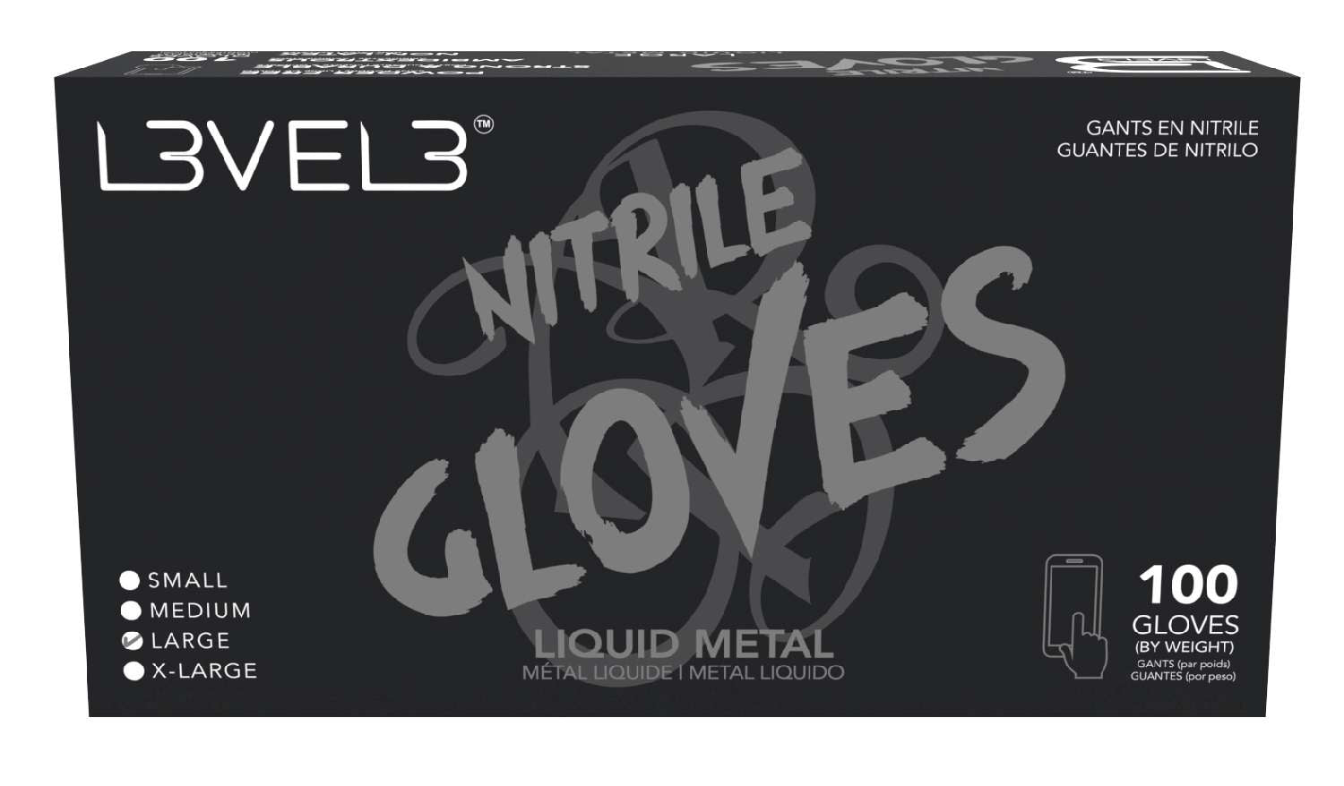 L3VEL3 NITRILE GLOVES METAL [LARGE]