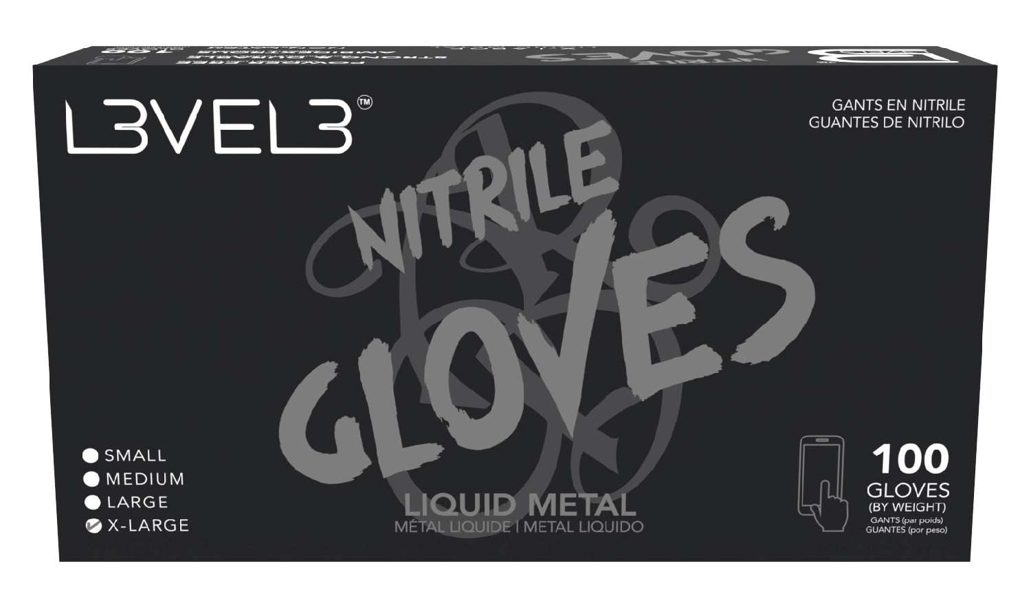 L3VEL3 NITRILE GLOVES METAL [X-LARGE]