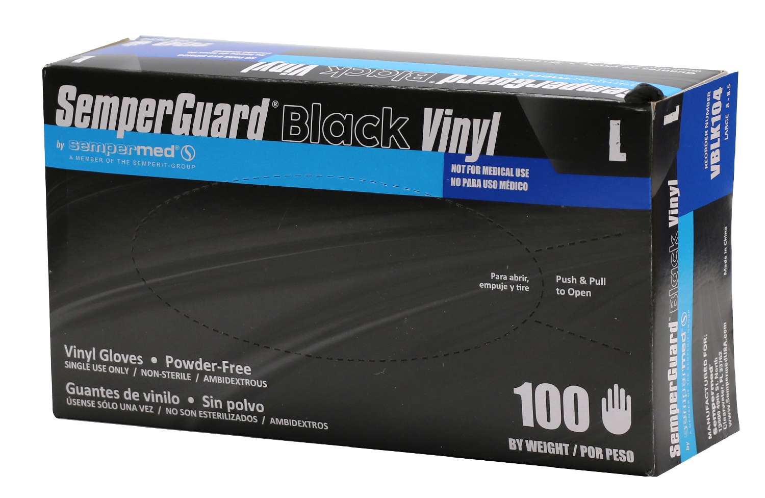 SEMPER VINYL P/FREE BLACK GLOVE [LARGE]