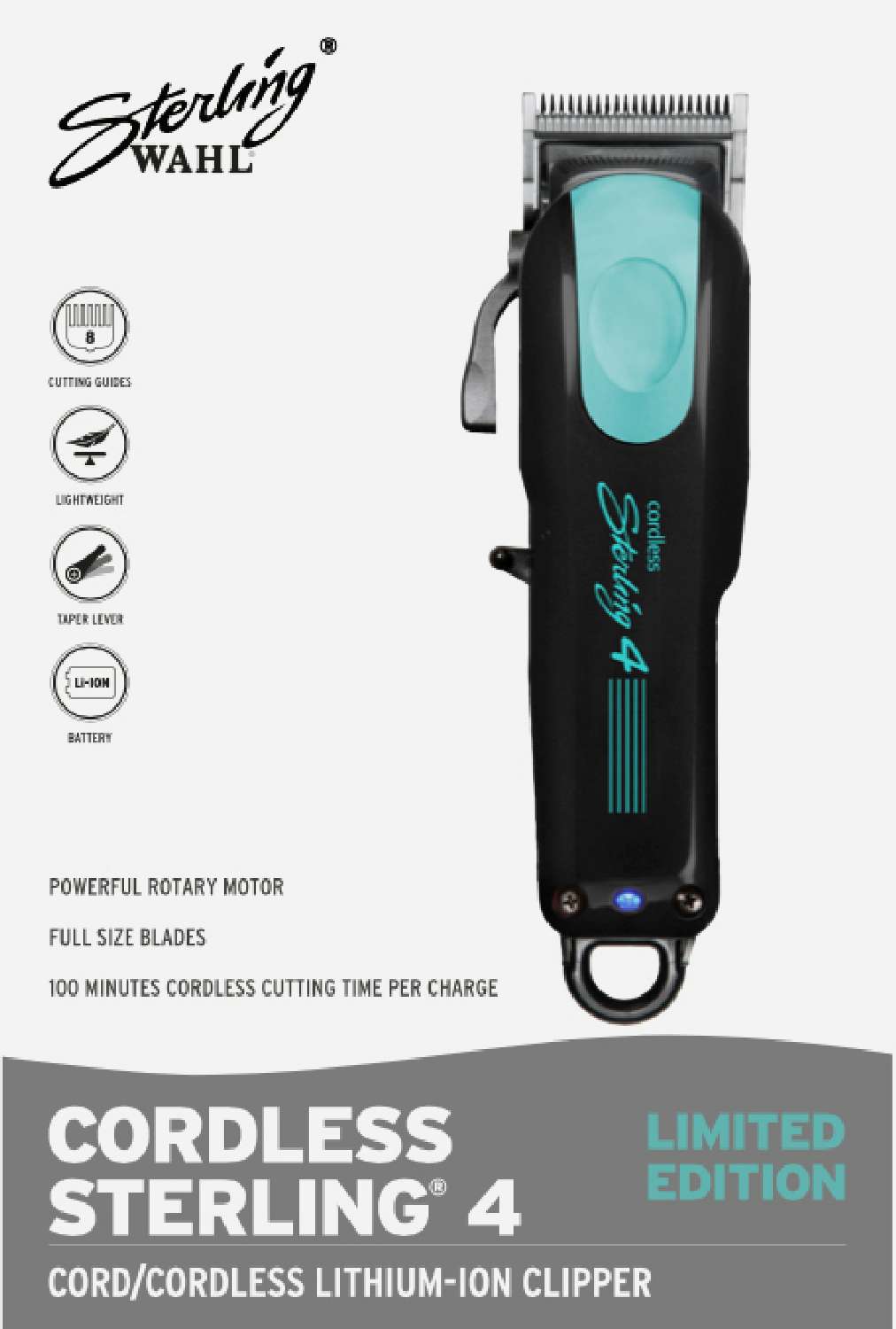 WAHL STERLING CLIPPER STERLING4 BLK/AQUA